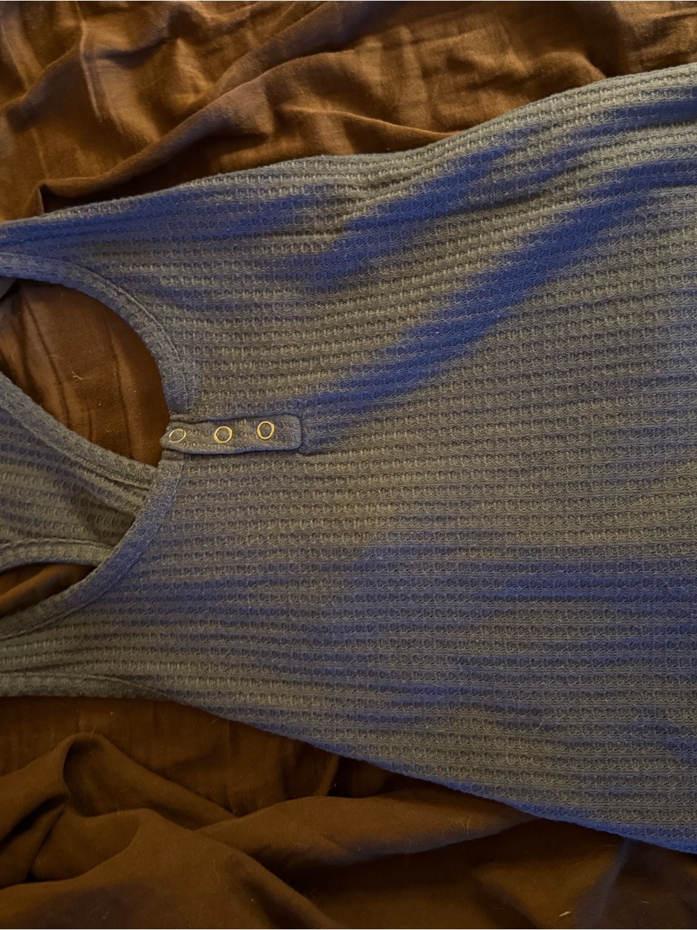 Waffle-Knit Snap-Front Tank Top in Blue laundry by Shelli Segal